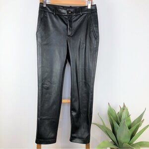 zara black faux leather chino style pants size XS